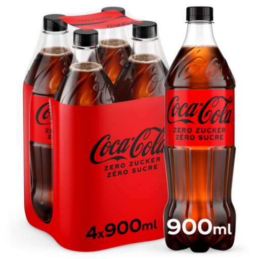 Coca-Cola Zero Tray 4 x 0,90 l Bouteille PET jetable