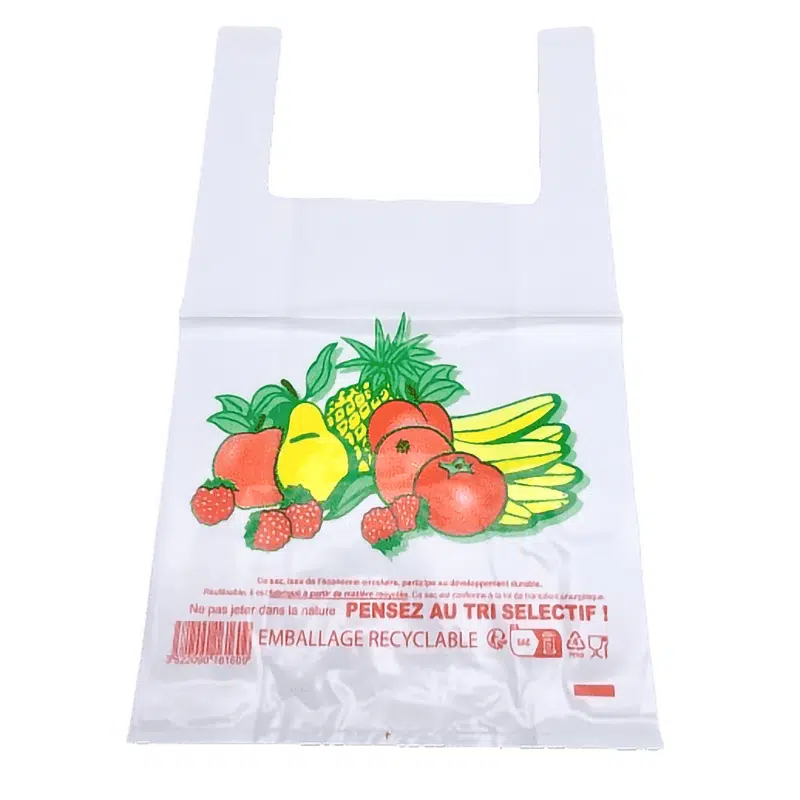 Sac plastique bretelles blanc PEHD 280+140 x 480 (Ep.13 ) 10x100=1000