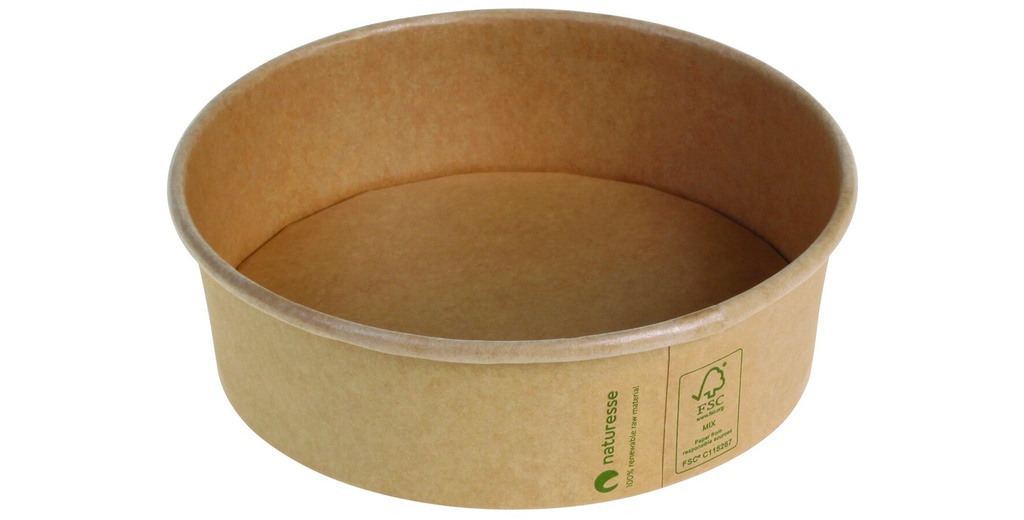 Bol à salade Kraft/PLA,500ml Ø150x45mm & Couvercle PLA Ø150mm.300pc