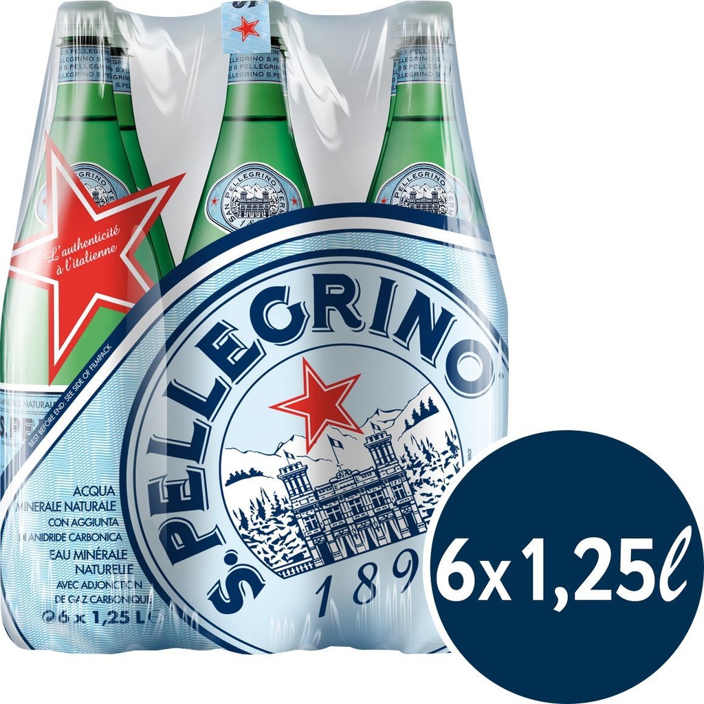 S.Pellegrino Tray 6 x 1,25 l Bouteille PET jetable