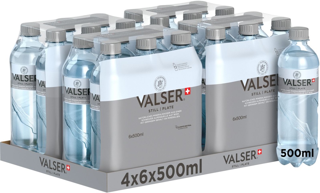 Valser Plate Tray 4 x 6 x 0,5 l Bouteille PET jetable