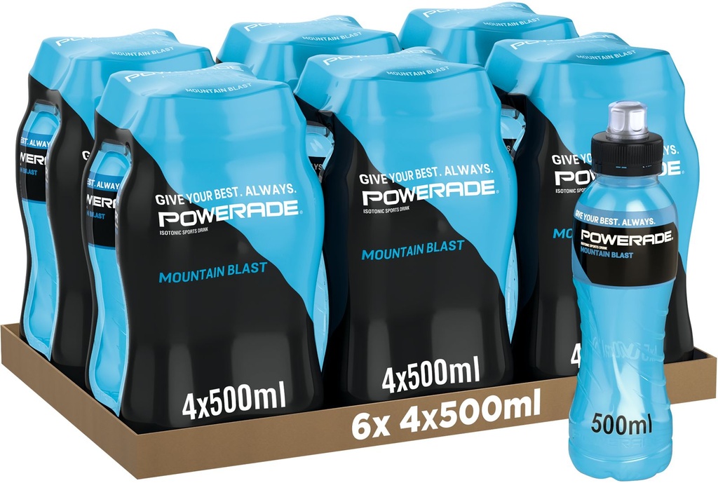 Powerade Mountain Blast Tray 6 x 4 x 0,5 l Bouteille PET jetable