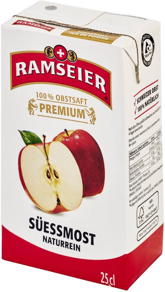 Ramseier Jus de pomme Carton 27 x 0,25 l Tetra Pack jetable