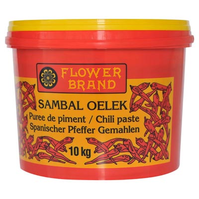 Sambal Oelek Puree de piment / Chili pasta Flower Bidon PET 10kg.