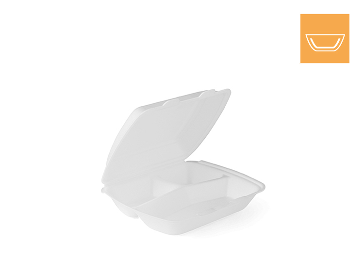 Menu box blanc laminer -Coquille-repas,3 compartiment 2x125=250.pièces