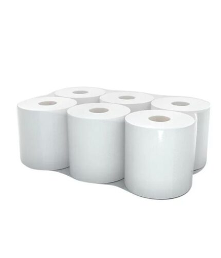 Essuie main en rouleaux en papier,2 couches,blanc,perforé,180m x 20cm,6 rlx