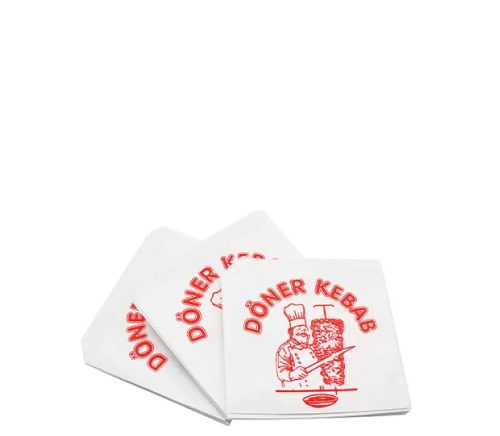 [70114] Pochette Kebab Papier anti graisse  16 x 16 cm 4 x 1000.Piéces