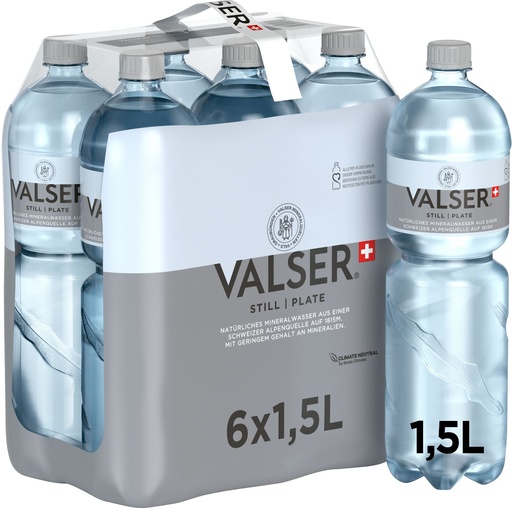 [10573] Valser Plate Tray 6 x 1,5 l Bouteille PET jetable