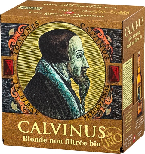 [30129] Calvinus bière blonde bio vol.alc.5.2% Tray 4 x 6 x 0,33 l Bouteille Verre jetable