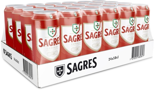 [31616] Sagres Branca Biére Alc.5% Vol. Tray 24 x 0,5 l Cannette Alu jetable