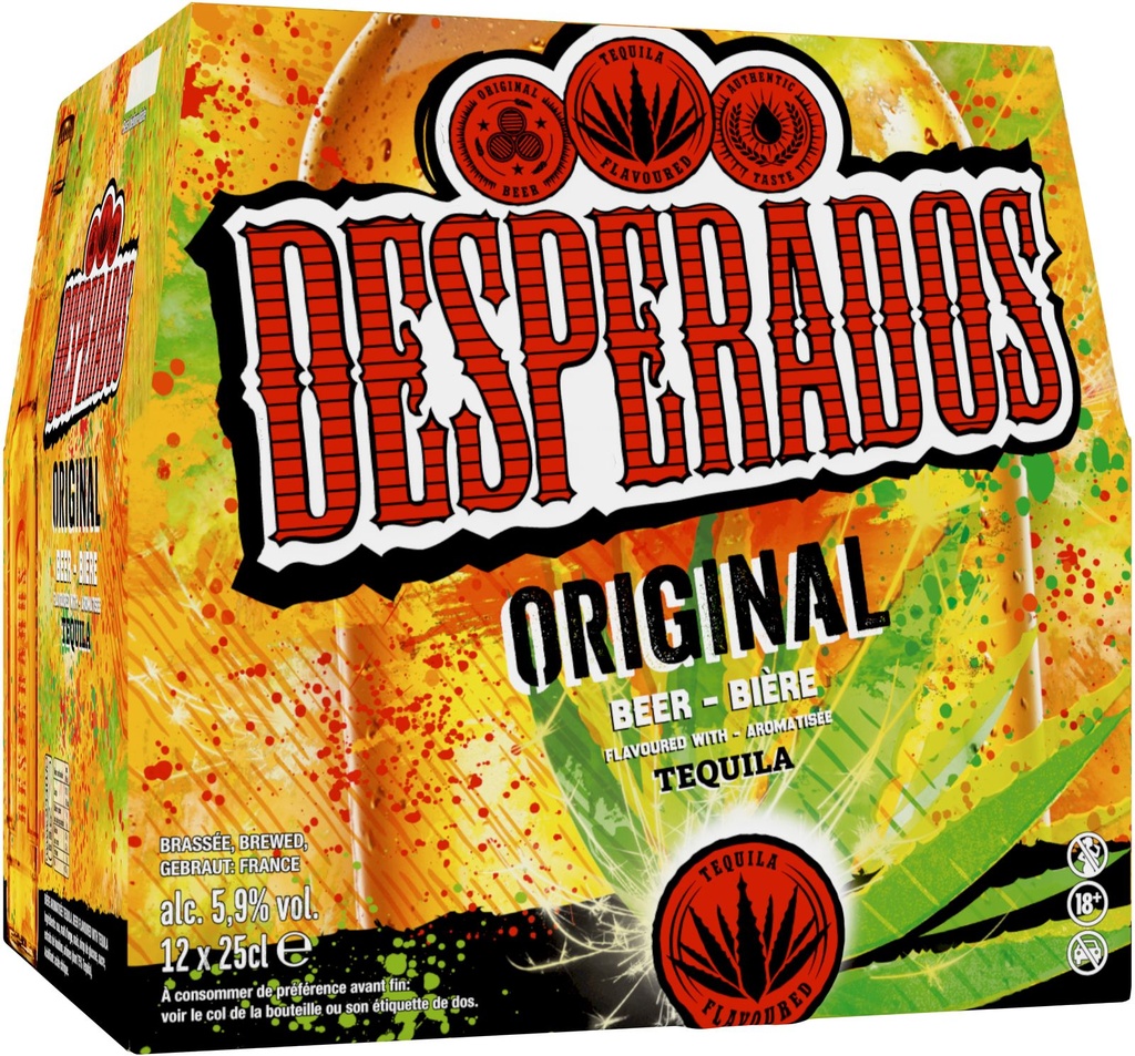 Desperados Original Tray 2 x 12 x 0,25 l Bouteille Verre jetable