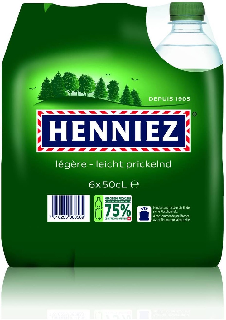 Henniez Légère (Verte) Tray 4 x 6 x 0,5 l Bouteille PET jetable