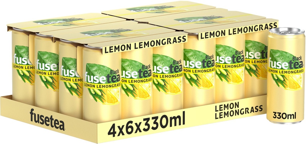 Fuse Tea Lemon Lemongrass Tray 4 x 6 x 0,33 l Cannette Alu jetable