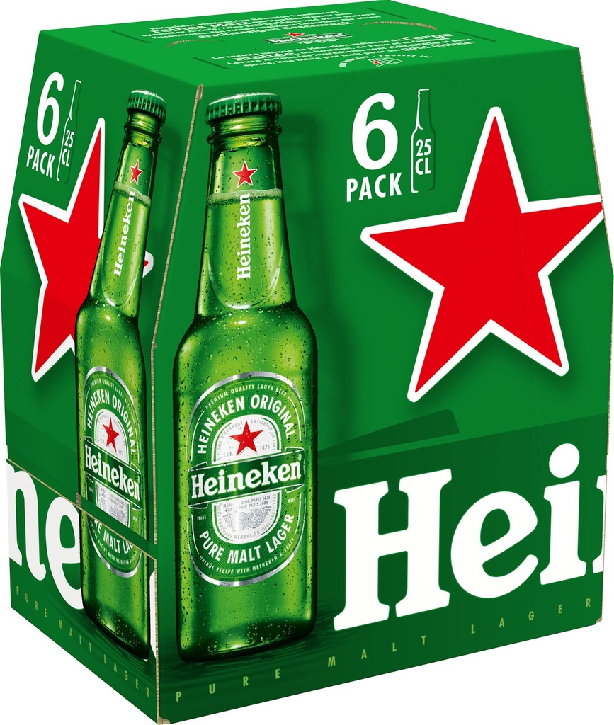 Heineken Tray 4 x 6 x 0,25 l Bouteille Verre jetable