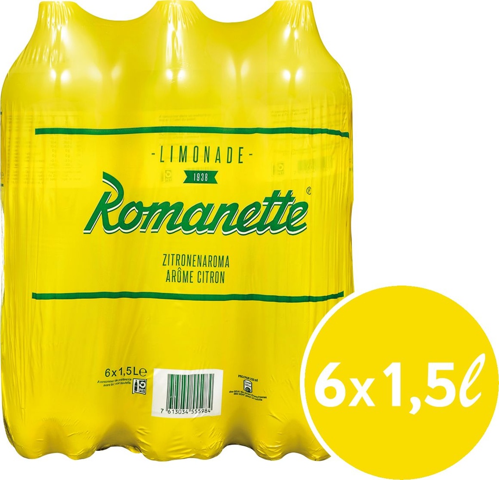 Quini Limonade Citron Tray 6 x 1,5 l Bouteille PET jetable