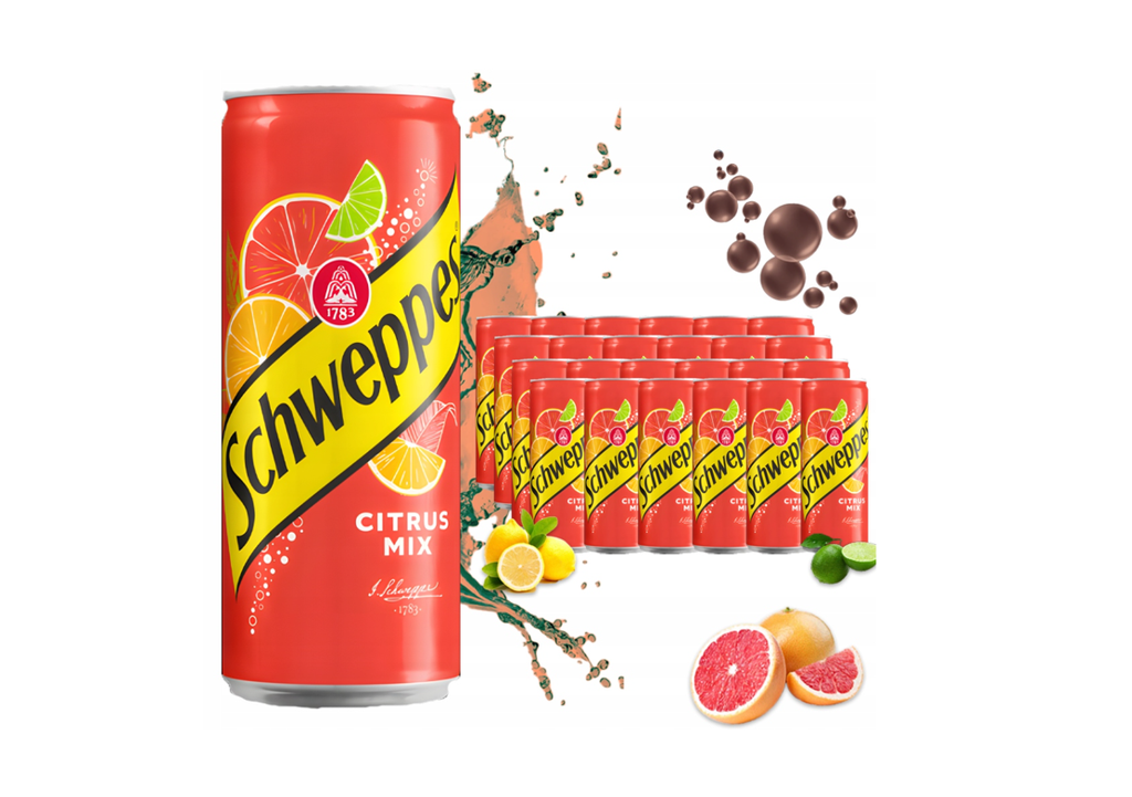 Schweppes Citrus Mixer Tray 24 x 0,33 l Cannette Alu jetable