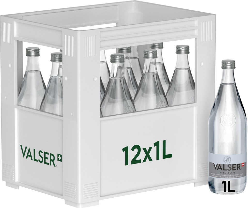 Valser Plate Caisse 12 x 1,0 l Bouteille Verre réutilisable