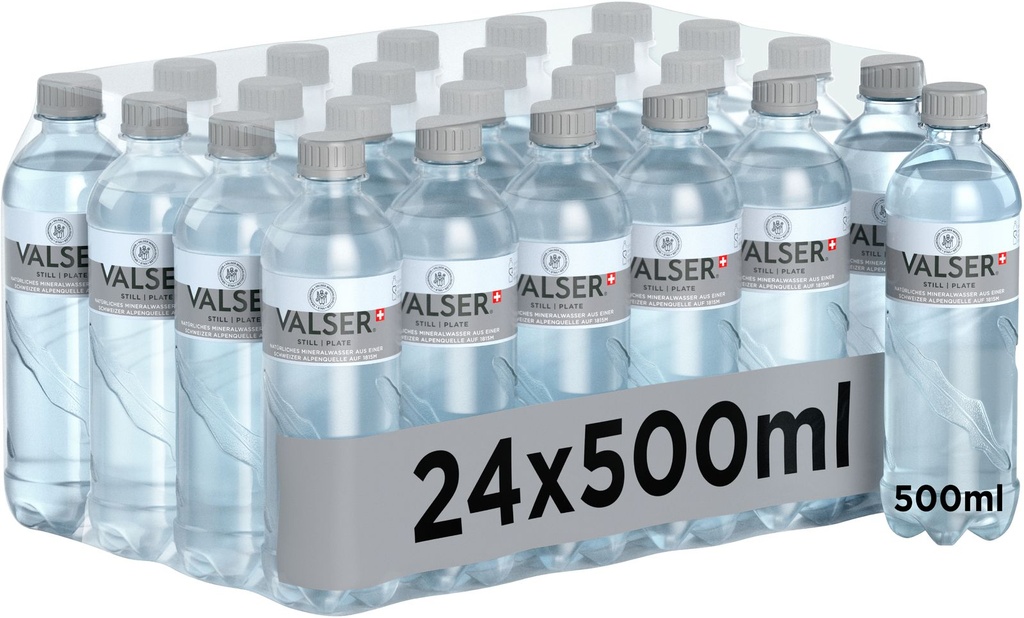 Valser Plate Still CH Tray 24 x 0,5 l Bouteille PET jetable