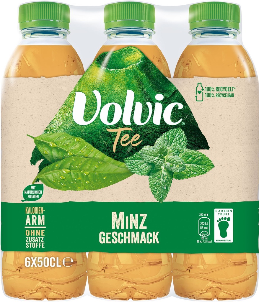 Volvic Thé Vert Menthe Tray 4 x 6 x 0,5 l Bouteille PET jetable