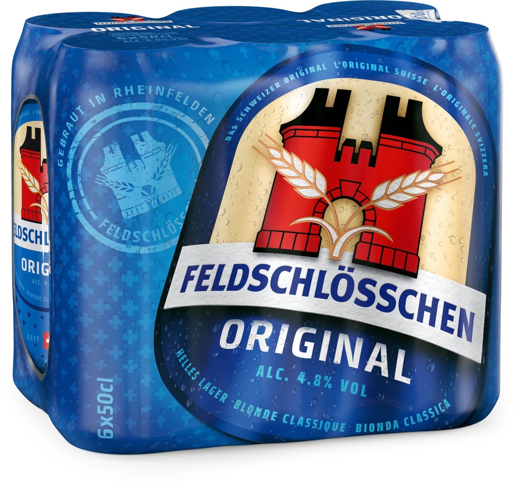 Feldschlösschen Original Tray 4 x 6 x 0,5 l Cannette Alu jetable