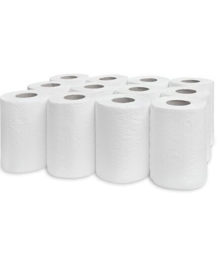 Torchons en rouleaux en papier,1 couche,blanc,non perforé,122mx20cm,12 rlx