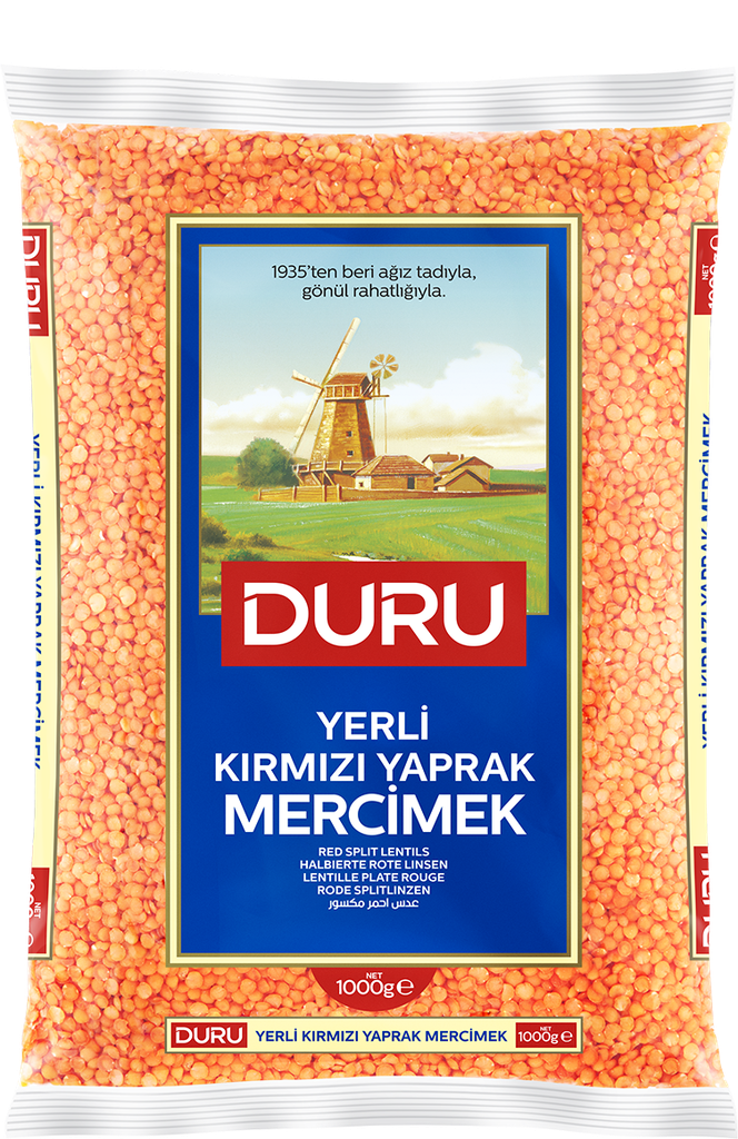 Duru Kirmizi Yaprak Mercimek (30401)Lentilles rouges Concassé 12 x 1.kg