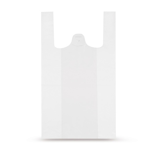 [70153] Sac Plastique bretelles blanc 13my PEHD 250+120 x 450 mm- 10 x 100=1000