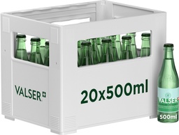 [10297] Valser Pétillante Caisse 20 x 0,5 l Bouteille Verre réutilisable
