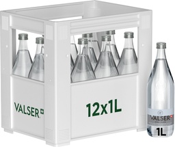 [10563] Valser Plate Caisse 12 x 1,0 l Bouteille Verre réutilisable