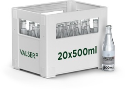 [10564] Valser Plate Caisse 20 x 0,5 l Bouteille Verre réutilisable