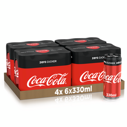 [20188] Coca-Cola Zero Tray 4 x 6 x 0,33 l Cannette Alu jetable