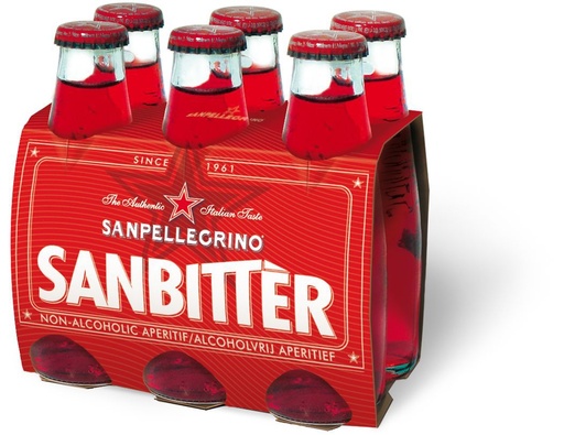 [20629] SanPellegrino Sanbittèr rouge Tray 4 x 6 x 0,1 l Bouteille Verre jetable