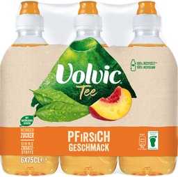 [21178] Volvic Thé Pêche Tray 6 x 0,75 l Bouteille PET jetable Sportscap