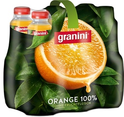 [21549] granini Orange pur jus Tray 6 x 1,0 l Bouteille PET jetable