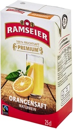 [21699] Ramseier MH premium 100% Jus d'orange Carton 27 x 0,25 l Tetra Pack jetable