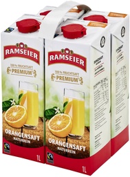 [21700] Ramseier MH premium 100% Jus d'orange Tray 4 x 1,0 l Tetra Pack jetable